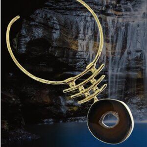 BLACK AGATE NECKLACE COPPER BRASS HIGH VIBRATIONAL